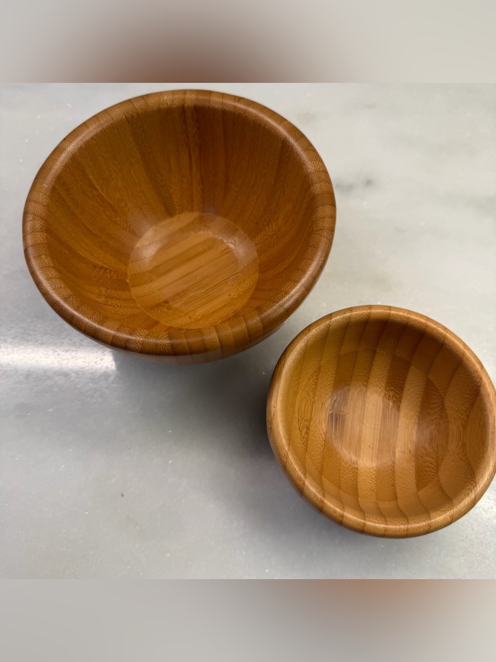 Pampered Chef Bamboo Serving Bowl Set in Warm Brown